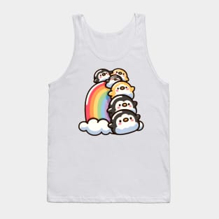 Penguins Slide Over the Rainbow Tank Top